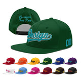 Custom Green Neon Green-White 3D Puff Embroidery Flat Embroidery Casual Sport Baseball Cap