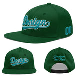 Custom Green Neon Green-White 3D Puff Embroidery Flat Embroidery Casual Sport Baseball Cap