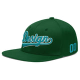 Custom Green Neon Green-White 3D Puff Embroidery Flat Embroidery Casual Sport Baseball Cap