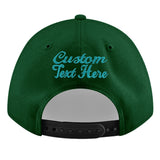 Custom Green Neon Green-White 3D Puff Embroidery Flat Embroidery Casual Sport Baseball Cap