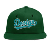 Custom Green Neon Green-White 3D Puff Embroidery Flat Embroidery Casual Sport Baseball Cap