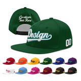Custom Green Neon Green-White 3D Puff Embroidery Flat Embroidery Casual Sport Baseball Cap