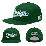 Custom Green Neon Green-White 3D Puff Embroidery Flat Embroidery Casual Sport Baseball Cap