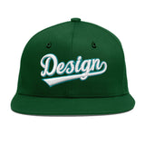 Custom Green Neon Green-White 3D Puff Embroidery Flat Embroidery Casual Sport Baseball Cap