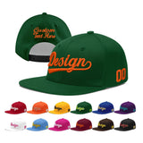 Custom Green Neon Green-White 3D Puff Embroidery Flat Embroidery Casual Sport Baseball Cap