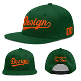 Custom Green Neon Green-White 3D Puff Embroidery Flat Embroidery Casual Sport Baseball Cap