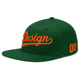 Custom Green Neon Green-White 3D Puff Embroidery Flat Embroidery Casual Sport Baseball Cap