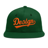 Custom Green Neon Green-White 3D Puff Embroidery Flat Embroidery Casual Sport Baseball Cap