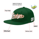 Custom Green Neon Green-White 3D Puff Embroidery Flat Embroidery Casual Sport Baseball Cap