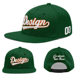 Custom Green Neon Green-White 3D Puff Embroidery Flat Embroidery Casual Sport Baseball Cap