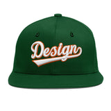 Custom Green Neon Green-White 3D Puff Embroidery Flat Embroidery Casual Sport Baseball Cap