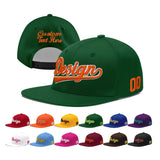 Custom Green Neon Green-White 3D Puff Embroidery Flat Embroidery Casual Sport Baseball Cap