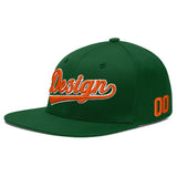 Custom Green Neon Green-White 3D Puff Embroidery Flat Embroidery Casual Sport Baseball Cap
