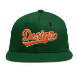 Custom Green Neon Green-White 3D Puff Embroidery Flat Embroidery Casual Sport Baseball Cap
