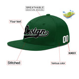 Custom Green Neon Green-White 3D Puff Embroidery Flat Embroidery Casual Sport Baseball Cap