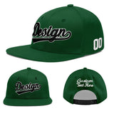 Custom Green Neon Green-White 3D Puff Embroidery Flat Embroidery Casual Sport Baseball Cap