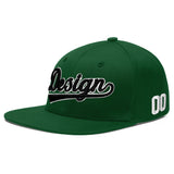 Custom Green Neon Green-White 3D Puff Embroidery Flat Embroidery Casual Sport Baseball Cap