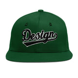 Custom Green Neon Green-White 3D Puff Embroidery Flat Embroidery Casual Sport Baseball Cap