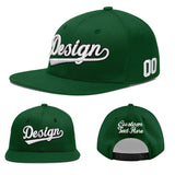 Custom Green Neon Green-White 3D Puff Embroidery Flat Embroidery Casual Sport Baseball Cap