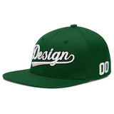 Custom Green Neon Green-White 3D Puff Embroidery Flat Embroidery Casual Sport Baseball Cap