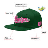 Custom Green Neon Green-White 3D Puff Embroidery Flat Embroidery Casual Sport Baseball Cap