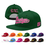 Custom Green Neon Green-White 3D Puff Embroidery Flat Embroidery Casual Sport Baseball Cap