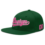 Custom Green Neon Green-White 3D Puff Embroidery Flat Embroidery Casual Sport Baseball Cap