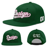 Custom Green Neon Green-White 3D Puff Embroidery Flat Embroidery Casual Sport Baseball Cap