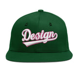 Custom Green Neon Green-White 3D Puff Embroidery Flat Embroidery Casual Sport Baseball Cap