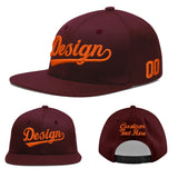 Custom Jujube Red Orange 3D Puff Embroidery Flat Embroidery Casual Sport Baseball Cap
