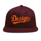 Custom Jujube Red Orange 3D Puff Embroidery Flat Embroidery Casual Sport Baseball Cap