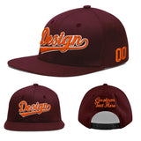 Custom Jujube Red Orange 3D Puff Embroidery Flat Embroidery Casual Sport Baseball Cap