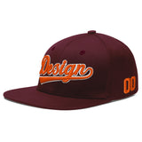 Custom Jujube Red Orange 3D Puff Embroidery Flat Embroidery Casual Sport Baseball Cap