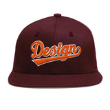 Custom Jujube Red Orange 3D Puff Embroidery Flat Embroidery Casual Sport Baseball Cap