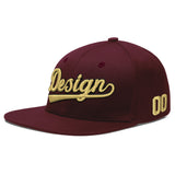 Custom Jujube Red Orange 3D Puff Embroidery Flat Embroidery Casual Sport Baseball Cap