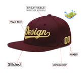 Custom Jujube Red Orange 3D Puff Embroidery Flat Embroidery Casual Sport Baseball Cap
