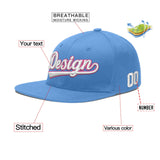 Custom Powder Blue Gold-Navy 3D Puff Embroidery Flat Embroidery Casual Sport Baseball Cap