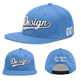 Custom Powder Blue Gold-Navy 3D Puff Embroidery Flat Embroidery Casual Sport Baseball Cap