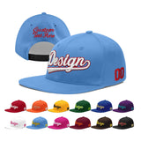 Custom Powder Blue Gold-Navy 3D Puff Embroidery Flat Embroidery Casual Sport Baseball Cap