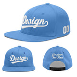 Custom Powder Blue Gold-Navy 3D Puff Embroidery Flat Embroidery Casual Sport Baseball Cap
