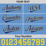 Custom Powder Blue Gold-Navy 3D Puff Embroidery Flat Embroidery Casual Sport Baseball Cap
