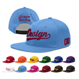 Custom Powder Blue Gold-Navy 3D Puff Embroidery Flat Embroidery Casual Sport Baseball Cap