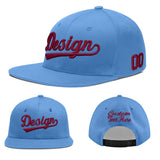 Custom Powder Blue Gold-Navy 3D Puff Embroidery Flat Embroidery Casual Sport Baseball Cap