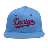 Custom Powder Blue Gold-Navy 3D Puff Embroidery Flat Embroidery Casual Sport Baseball Cap