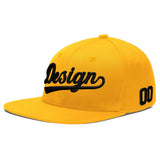 Custom Yellow Black 3D Puff Embroidery Flat Embroidery Casual Sport Baseball Cap