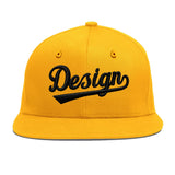 Custom Yellow Black 3D Puff Embroidery Flat Embroidery Casual Sport Baseball Cap