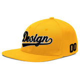 Custom Yellow Black 3D Puff Embroidery Flat Embroidery Casual Sport Baseball Cap