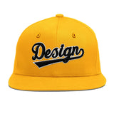 Custom Yellow Black 3D Puff Embroidery Flat Embroidery Casual Sport Baseball Cap