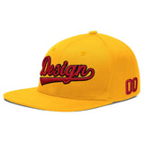 Custom Yellow Black 3D Puff Embroidery Flat Embroidery Casual Sport Baseball Cap