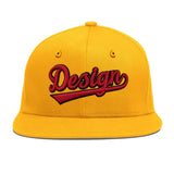 Custom Yellow Black 3D Puff Embroidery Flat Embroidery Casual Sport Baseball Cap